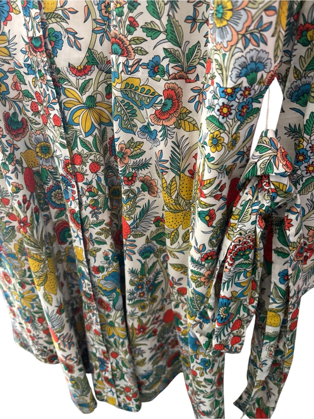 Boden Multicolor Floral Button-Front Dress (White, Red, Yellow, Blue, Green) - Picture 6 of 8